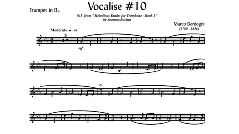 🎺🎺 [TRUMPET VOCALISE ETUDE] Marcos Bordogni Vocalise for Trumpet #10 (Demo Solo and play-along)