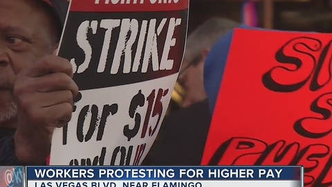 Las Vegas workers fight for a $15 minimum wage