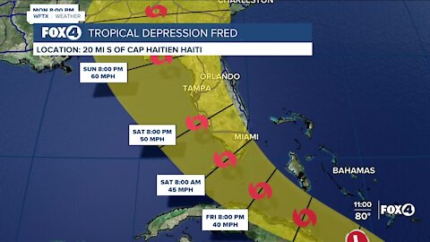 Tropical Depression Fred 11 PM Update 8/11/21