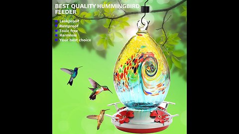 Premium Hummingbird Feeder for Outdoors,Glass Brand Humming Bird Feeders , Best Color with Hand...