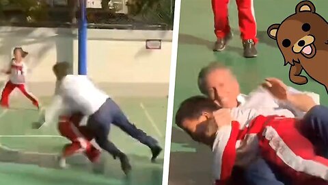 Gavin Newsom trips over a small Chinese Boy then Spanks Him! 🏀👦💥👋👲