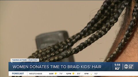 Tennessee woman donates time to braid kids' hair before start of school year