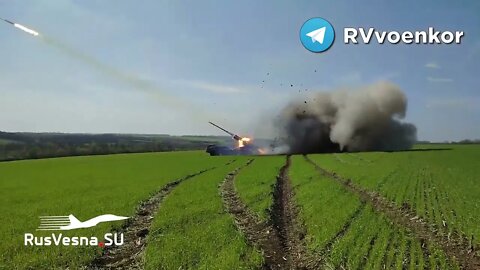 Russian BM-27 "Hurricane" MLRS Strikes The Defenses Of Ukrainian Forces
