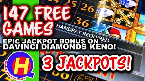 DaVinci Diamonds KENO JACKPOT! 147 Free Games! Plus TWO MORE JACKPOTS! #KENONATION