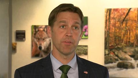 Sen. Ben Sasse speaks to media after arriving in Nebraska for Fourth of July break