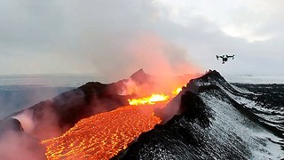 Lake Of Fire: Drone Footage Of Icelandic Lava River