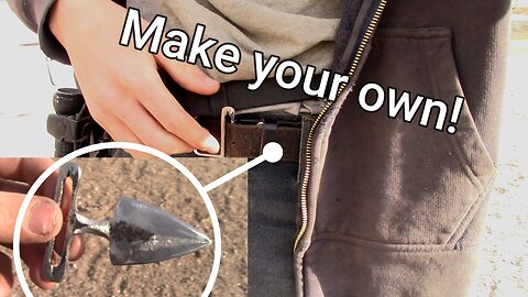 Old sickle-bar tooth into hidden belt push-dagger using simple tools!