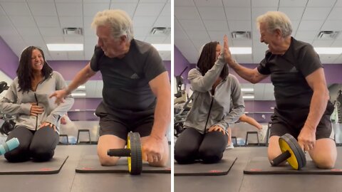 Elderly Man Turns Out To Be The Perfect Gym Buddy