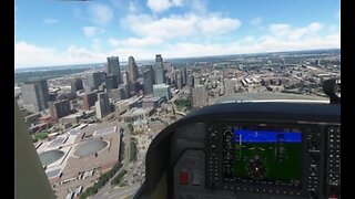 Flight View of Downtown Minneapolis and Downtown St. Paul.