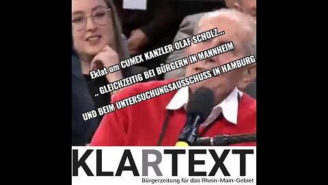 Kanzlergespräch in Mannheim: eloquenter Rentner hustet dem CumEx Bundeskanzler OlafScholz etwas