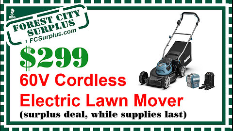 $299 60V Cordless Electric Lawn Mower