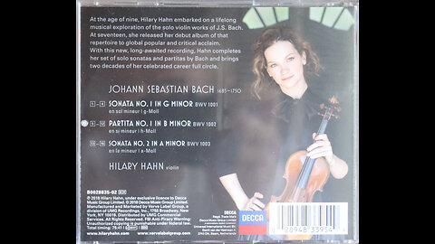 Johann Sebastian Bach - Violin Sonata 1&2 - Partita 1 - Hilary Hahn (2018) [Complete CD]