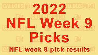 2022 NFL Week 9 picks - week 8 pick results - NFL standings review