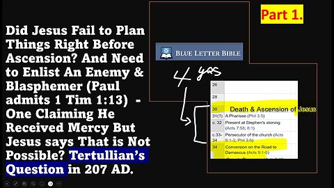 Did Jesus not Plan Right by Time of Ascension & Had Need of Paul? Is Paul's Story Problematic? Ep 1