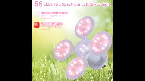LVJING Grow Light Bulbs, 80W Full Spectrum LED Plant Light Bulb with E26E27 Socket, Full Spect...