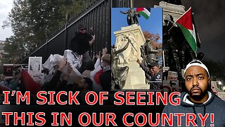 Pro Palestine Rioters Chant 'F Joe Biden' As They VANDALIZE Statues & Attempt To INVADE White House!