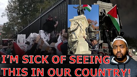 Pro Palestine Rioters Chant 'F Joe Biden' As They VANDALIZE Statues & Attempt To INVADE White House!