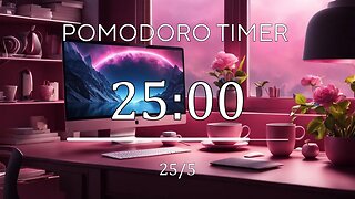 25/5 Pomodoro Timer 💗 Pink Lofi Study Session for Relaxing, Studying and Working💗