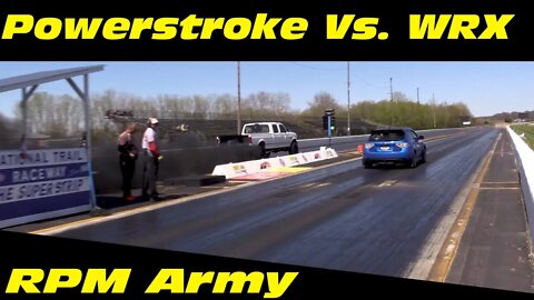 Ford Powerstroke Vs Subaru WRX Drag Racing