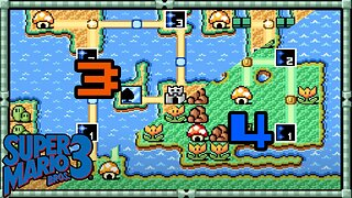 Super Mario Bros 3 (SNES) No Commentary - World 3 and 4 (Ocean Side and Big Island), no whistles