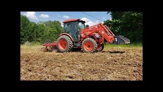 Final food plot prep home made disc-chisel working dirt