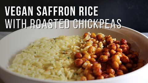 vegan saffron rice with roasted chickpeas