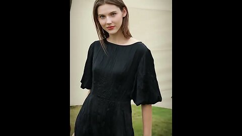 Minimalism Dress for Women 2022 Summer New Elegant Puff Sleeve Solid Fashion O neck Mid Calf#shorts