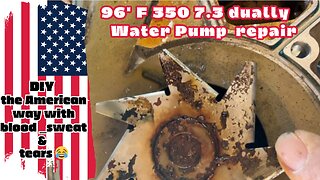 F-350 dually 96' 7.3 diesel Powerstroke water pump repair|DIY|How to|Diesel truck maintenance