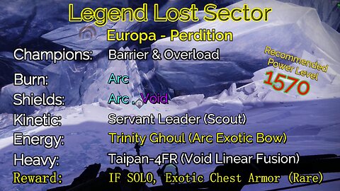 Destiny 2 Legend Lost Sector: Europa - Perdition on my Warlock 11-10-22