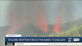 Thousands evacuate after volcanic eruption on island of La Palma