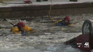 1 dead after being pulled from Brush Creek in Kansas City after car overturns