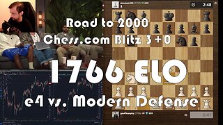 Road to 2000 #175 - 1766 ELO - Chess.com Blitz 3+0 - e4 vs. Modern Defense