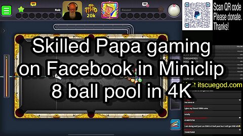 Skilled Papa gaming on Facebook in Miniclip 8 ball pool in 4K 🎱🎱🎱 8 Ball Pool 🎱🎱🎱