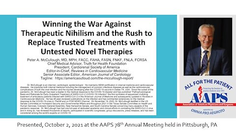 Dr. Peter McCullough 'Therapeutic Nihilism And Untested Novel Therapies' | AAPS