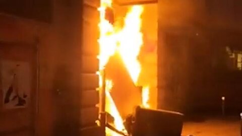 Shocking Scenes from France: Police Station Burns