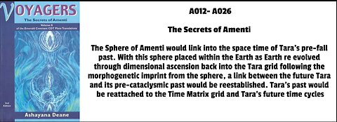 The Sphere of Amenti would link into the space time of Tara's pre-fall past. With this sphere placed