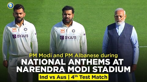 PM Modi & PM Albanese during National Anthems at Narendra Modi Stadium _ Ind vs Aus_ 4th Test Match