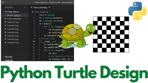 Python Turtle Programing || Chess Board Using Python || Python GUI