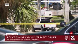 Police shoot, kill 'erratic' driver who crashed van on Dreyfoos School of the Arts campus