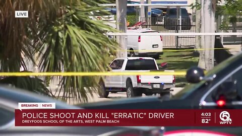 Police shoot, kill 'erratic' driver who crashed van on Dreyfoos School of the Arts campus