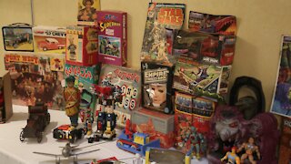 Vintage toy show buying collectibles for hundreds of dollars