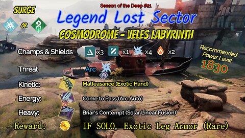 Destiny 2 Legend Lost Sector: Cosmodrome - Veles Labyrinth on my Strand Warlock 7-15-23