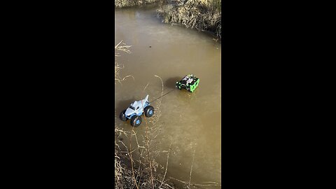 RC Monster Truck tug of war!