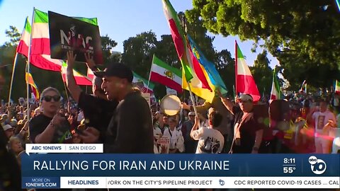 Activists rally for Iran and Ukraine in Balboa Park