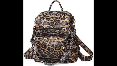 Blireana Leopard Backpack Purses Multipurpose Design Convertible Satchel Handbags,PU Leather Sh...