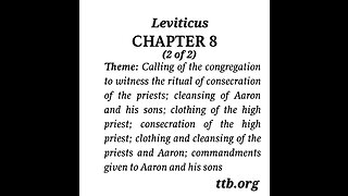 Leviticus Chapter 8 (Bible Study) (2 of 2)