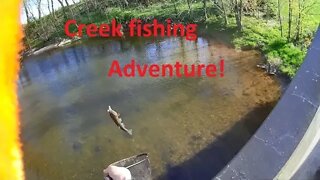 Creek Fishing Adventure #2, Creek Chubs and Snapping turtles on a Scooter / motorcycle.