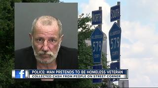 Homeless man poses as vet to collect more money