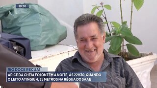 Ápice da cheia foi ontem à noite,às 21h30, quando o leito atingiu 4m e 35cm na régua do SAAE