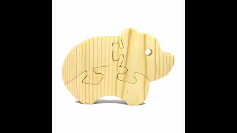 Wood Baby Bear Puzzle for Toddlers and Preschool Kids, Wooden Animal Toy
